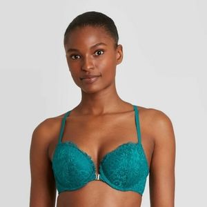 TEAL LACE RACERBACK PUSHUP BRA SIZE 40D NWT